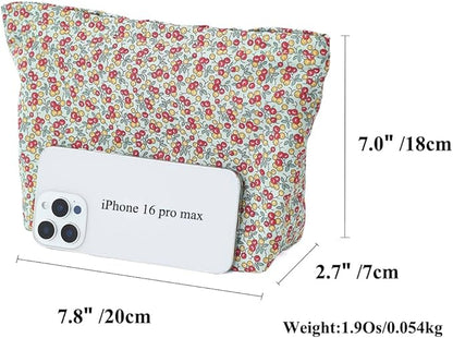 Large Capacity Cotton Printed Makeup Bag - Travel Cosmetic Pouch & Toiletry Organizer with Zipper, Perfect for Daily Use or as a Gift