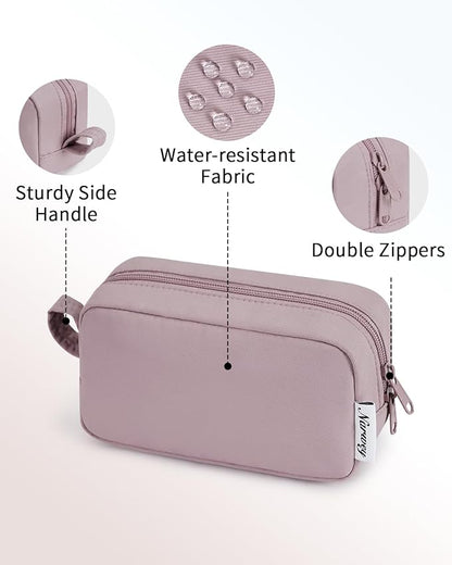 Narwey Small Makeup Bag for Purse Travel Makeup Pouch Mini Cosmetic Bag Zipper Pouch for Women (Dusty Rose, Small)