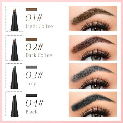 2025 Premium Microblading Eyebrow Pen, Waterproof Eyebrow Pencil, Eye Brow Pen with 4 Tip, Natural Magic Eyebrow Makeup Fine Stroke Contouring Pencil Long-Lasting Stay on All Day (Gray)
