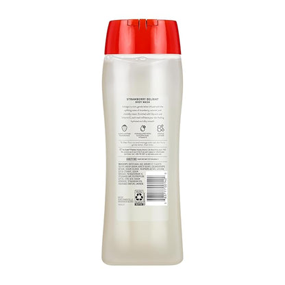 Suave Strawberry Delight Uplifting Body Wash, Formulated with Glycerin and Vitamin E for Hydrating and Gently Cleansing Skin, 18 oz, 6 Pack