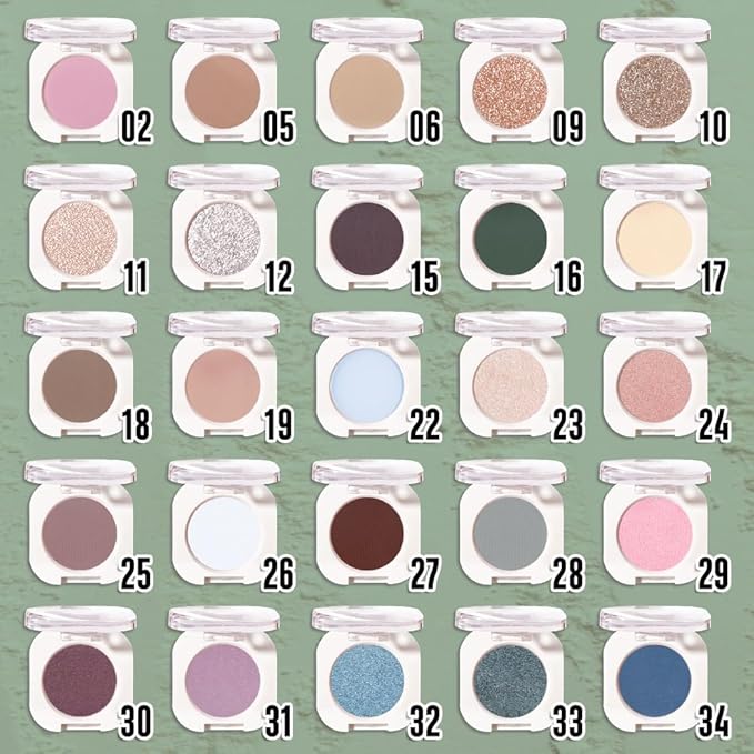 Green Single Matte Eyeshadow Makeup, Neutral Powde Eye Shadow for Women, Forest Green Matte Singles Eyeshadow Palette Pigmented Waterproof, sombras para ojos,Girls Monochrome Eyeshadows Gift 16