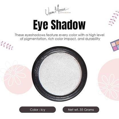 Vera Moore Eyeshadow, Highly Pigmented Eyeshades and Textures, Provide Bold and Lasting Looks, Suitable for Any Event, Easily Blendable Eye Makeup in Multiple Shades. (Icy)