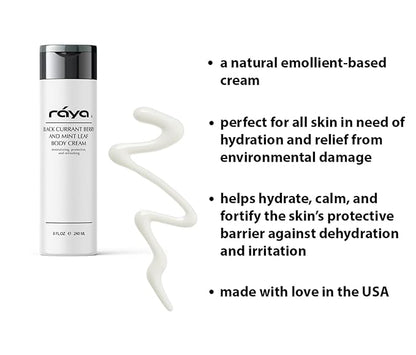 Raya Black Currant Berry and Mint Leaf Body Cream 8 oz (S-522) | Natural & Moisturizing Body Cream | Hydrates, Calms, and Prevents Dehydration and Irritation