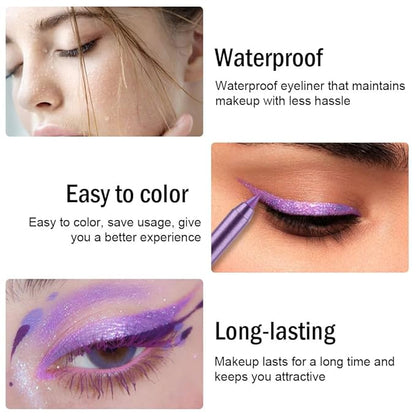 evpct Purple Eyeliner Pencils for Eyes, Voilet Lavender Purple Colored Eye Liner Pencil Makeup Waterproof Smudge Proof, Colored Gel Waterline Eyeliner Liquid, Face Eye Paint Stick Halloween Makeup 13