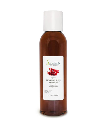 Soapeauty JAMAICAN BLACK CASTOR OIL Cold Pressed Unrefined | 100% Pure Natural Black Castor Oil Promotes Healthy Skin & Hair | Carrier Oil & Strengthens Nails | 4 fl oz