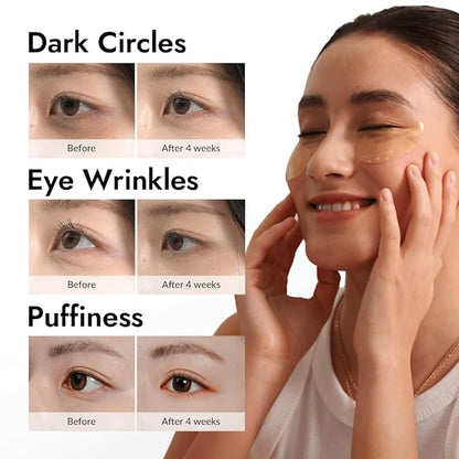 MIZON 24K Gold and Snail Mucin Hydrogel Under Eye Patches for Puffy Eyes Dark Circles Moisturizing Fine Lines Korean Skincare Pack of (Pack of 2, 120 Pairs)