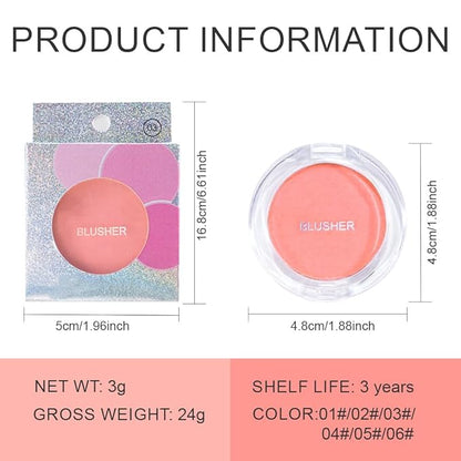 Blush for Cheeks Makeup Palette, Natural Matte Cream Powder Single Blushes for Eye and Cheek, Buildable Long-Lasting Color, Vegan & Cruelty-Free, Everyday Makeup Look for Women, #03-Orange Pink