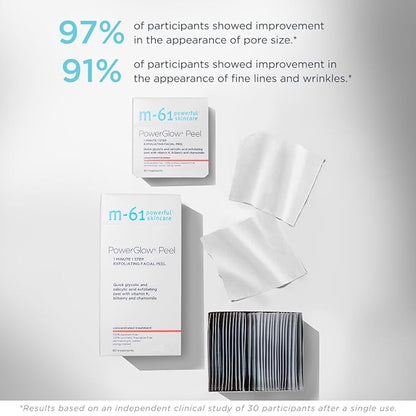 m-61 PowerGlow Peel | Exfoliating Facial Peel With Glycolic, Salicylic Acid. 1 Minute, 1 Step - 10 Treatments