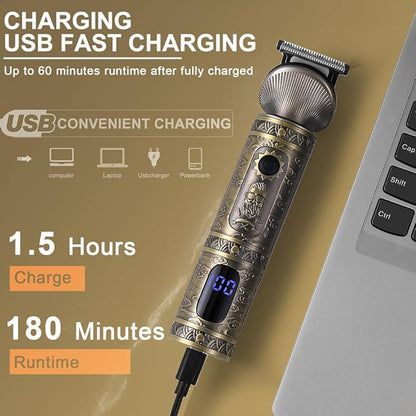 Beard Trimmer Kit Professional Hair Clipper Zero Gapped T-Blade Electric Shaver Razor Nose Body Trimmer for Men Cordless Grooming Kit 7 in 1