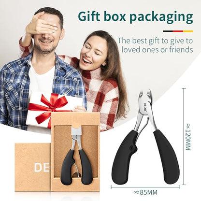 DEOU Heavy Duty Large Opening toenail Clippers, Suitable for Embedded Growth and Rough Nails, Home Pedicure Tools for Men, Women, Elderly Newly Upgraded Stainless Steel (Nail Clippers+Gift Box)