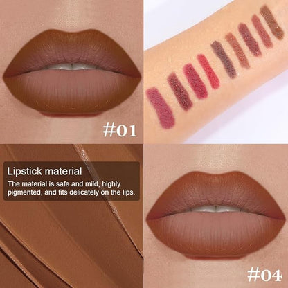 2Pcs Gradient Matte Lipstick Crayon Lip Liner pencil, Flawless Contour Gradual Ombre Effect lip Pencil, for Women Long Lasting Waterproof Smudge Proof Lipstick Pencil 01#+04#