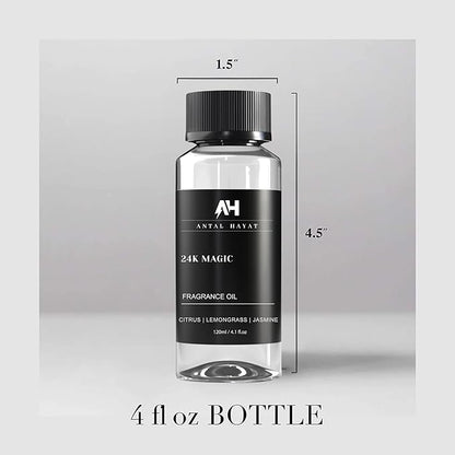 24K Magic Diffuser Oil 120mL – Hotel Scented Essential Oil for Diffuser – Inspired by W Hotels – Luxury Aromatherapy Oil Blend – Bergamot, Jasmine, Lemongrass, Musk