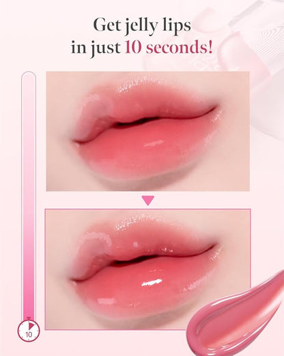 CORLAHAZE Glow Lock Jelly Tint 104 Caramel 4g, Hydrating Jelly Glow Lip Stain, Glass-Like Shine Lip Gloss, Long-Lasting Color, Moisturizing Lip Enhancer, Collectible Lock-Shaped Design, Korean Makeup