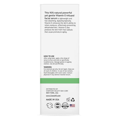 CLARA'S NEW YORK | Softening Vitamin E Facial Serum | Protecting Skin Barrier, Smoothing, Restoring and Nourishing | Non-greasy, Lightweight Formular | Made in USA | 30ml (1Fl/Oz)