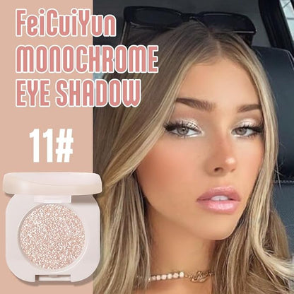 Glitter Shimmer Sparkle Eye Shadow Palette Makeup for Older Women, Pearl White Silver Glitter Shimmer Metallic Holographic Iridescent Cream Iridescent Single Monochrome Eyeshadow Makeup, 11