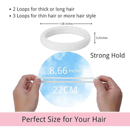 LuSeren 120 Pcs No Damage Hair Ties for Thick Hair, Large Soft Seamless Nylon Hair Elastics for Women, Ponytail Holders Accessories –White