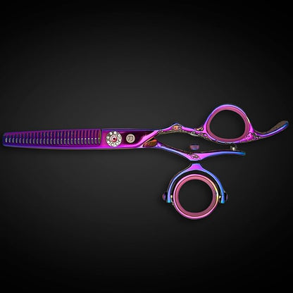 Swivel 5.5" Saki Kohana Pink Hair Shear Set (Swivel Cutting Shears, Swivel Thinning Shears, Razor, Case) - 440C Steel - For Professional Use
