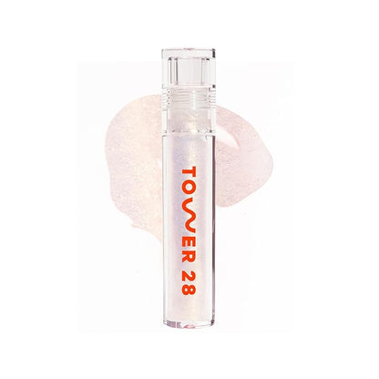 Tower 28 ShineOn Lip Jelly, MAGIC | Non-Sticky, Vegan Lip Gloss in Clear with Gold Shimmer | 5 Nourishing Oils | Moisturizing, Clean, Cruelty Free,0.13 Fl Oz (Pack of 1)