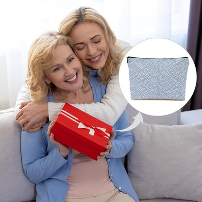 Vintage Polka Dots Blue Makeup Bag Cosmetic Bag Friend Friendship Gifts for Women Girls Sister Coworker Auntie Botanical Travel Organizer Zipper Pouch Christmas Thanksgiving Birthday Gifts