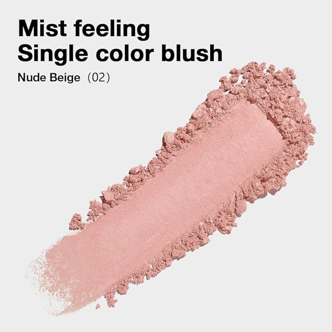 Single Nude Beige Matte Powder Blush Palette Face Makeup, Blush for Looks Younger Cheeks, Monochrome Cream Blushes Lightweight Long Lasting, Blush for Women All Skin Tones Paleta de, 02