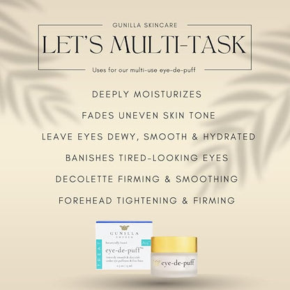 GUNILLA Anti-Aging Eye Cream Eye-de-puff A23 Concentrated with 23 Actives & Botanicals Hydrate & Help Reduce Fine Lines, Puffiness & Dark Circles, Natural, Peptides, Vegan - 5 oz