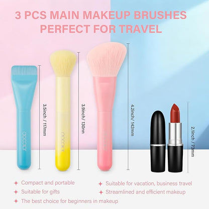 docolor Makeup Brushes 3PCS Foundation Powder Blush Brush Premium Face Makeup Brush For Applying & Blending powder, foundation, bronzer & blush with Liquid, Cream & Powder Cosmetic Vegan Cruelty-Free