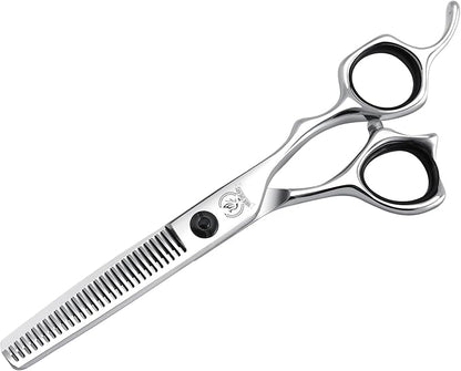 Fenice Peak Professional Straight Hair Cutting Scissors 6'' Barber Haircut Shears with Sharp Razor Edge 440C Hair Scissors with Ergonomic Design for Salon and Home User.