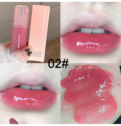 4Pcs Hydrating Lip Gloss Set,High Shine Glass Finish Korean Lip Glaze,Lip Moisturizing Plumping Lipgloss,Moisturizing Water Mirror Liquid Lipstick,Long-lasting Natural Makeup