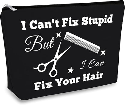 Hairdresser Gifts Makeup Bag Hair Stylist Gift Black Cosmetic Bags Funny Hair Dresser Gift Cosmetic Pouch Oxford Cloth Makeup Case Christmas Graduation Present for Hairdresser Inspirational Present