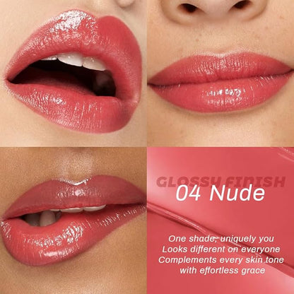 Nude Honey Lipstick Tinted Lip Balm - Shine Moisturizing Lipstick for Women, Natural Nourishing Hydrating Lip Color Gloss Stain for Dry Lips, Tint Sheer Lightweight Makeup, Vegan - 1Pc #04 Nude