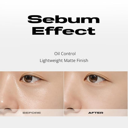 ABOUT TONE Sebum Cut Powder Pact 0.28oz - Extreme Sebum Control Pressed Powder Compact with Mirror and Puff Non-Dry Oil Cut Ultra-Fine Texture Face Makeup Finishing Setting Fixing Longlasting Vegan