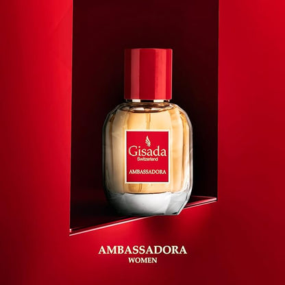 Gisada Ambassadora Women's Perfume - Perfumes for Women with Oriental, Sweet, Floral, Warm Fragrance - Daily Wear Women's Cologne with Juicy, Fruity, Spicy Scent - Made in Switzerland - 1.7 fl. oz.