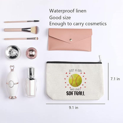 Softball Gifts Makeup Bag Inspirational Gifts for Women Her Softball Lovers Mom Sister Birthday Gifts for Female Coworker Friend BFF Besties