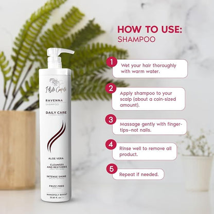 I Belli Capelli Aloe Vera Hydration Shampoo - Paraben-Free, Daily Care for Soft, Shiny, and Lightweight Hair - Anti-Breakage & Anti-Hair Loss (1L/33.8 fl.oz)
