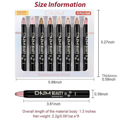 evpct 8Pcs Cream Eyeshadow Stick Set for Women, Metallic Mauve Light Pink Nude Brown Copper Beige Silver Gold Rose Shimmer, Silky Matte Shimmer Eyeshadow Applicator Sticks Eye Makeup sombras para ojos