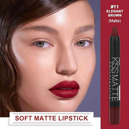 evpct 1Pcs Deep Dark Red Matte Lipstick and Lip Crayon Liner Pencil Pen Set for Women Lip Stain Long Lasting Waterproof labiales mate magicos 24 horas originales pintalabios permanente 24 horas 11