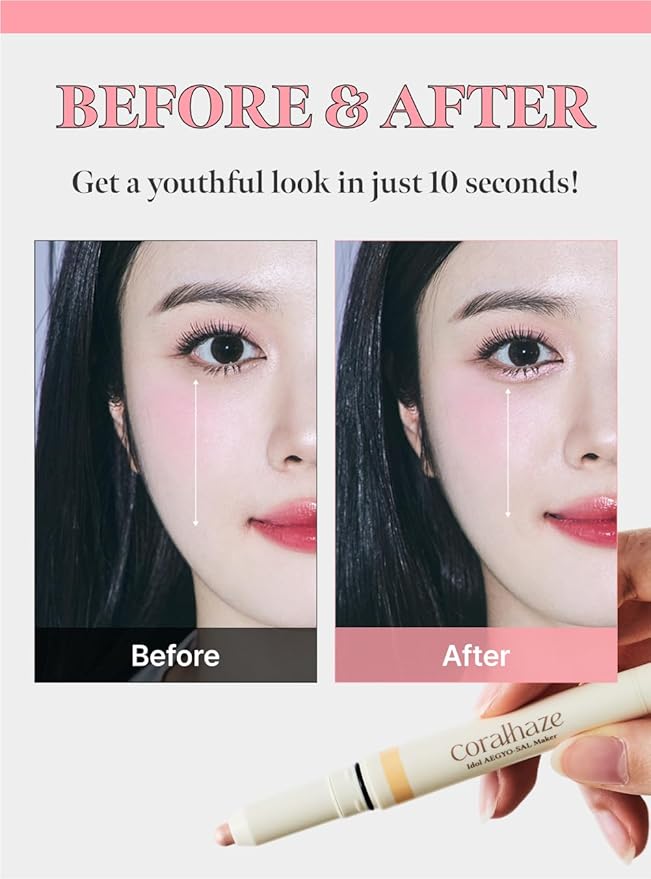 Idol AEGYO-SAL Maker 04 Ice Berry, 2-in-1 Under-Eye Highlighter and Contour Liner for Bright, Voluminous Eyes, Long-Lasting, Smudge-Proof Shimmer Stick with Natural Glow, Korean Beauty
