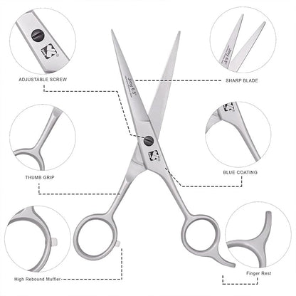 Jimy 6.5" Hair Scissors Professional – Ultra Sharp Razor Edge Stainless-Steel Scissors to Cut Hair – Ergonomic Design Salon Quality Hair Shears for Men, Women & Barbers