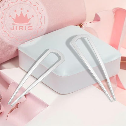 2PCS 4.2Inch French Hair Pins U-Shaped Pins for Women and Girls Fashion Metal Hair Pin French Twist Hair Pins for Buns, Updos,Stylish and Functional(set1-silver)