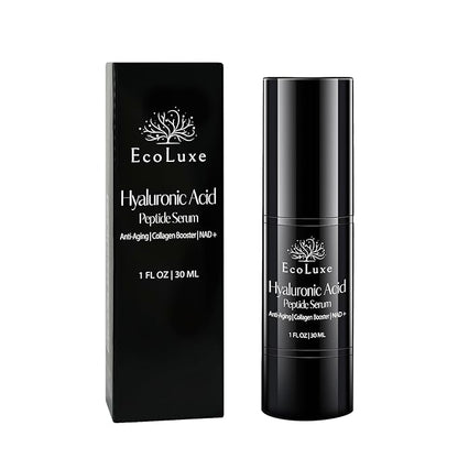 Hyaluronic Acid Peptide Serum – 5x HA, NAD⁺, and Copper Peptides to Plump, Hydrate, and Firm. Boosts Radiance, Smooths Lines, and Supports Skin Renewal – Clean Vegan Formula