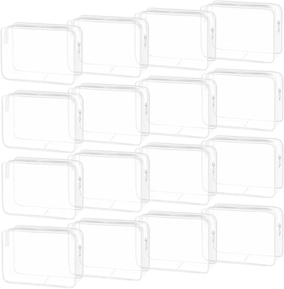 16 Pack Waterproof Cosmetic Bag TSA Approved Toiletry Bag, Portable Travel Pouch with Zipper, Vinyl Plastic Organizer Storage for Men and Women (White-L)