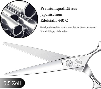 Moontay 5.5" Hair Cutting Shears with Large Finger Holes, Professional Barber Stylist Scissors, Salon Hair Cutting Scissors, 440C Japanese Stainless Steel, Silver