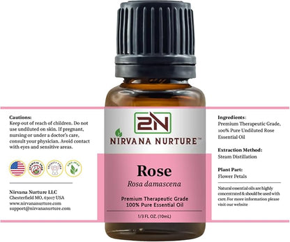 Rose Essential Oil 100% Pure Premium Therapeutic Grade, Undiluted - Aromatherapy Diffuser for Calm and Relaxation, Skin Care, Hair Care