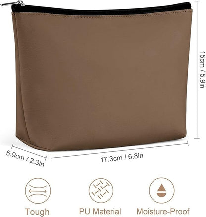 Personality Fashion Zipper Cosmetic Case, Portable Makeup Case, Toiletry Bag, Brown Travel Cosmetic Toiletry Bag