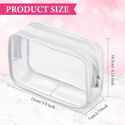Weewooday 12 Pieces Clear Makeup Bags Cosmetic Storage Bags PVC Zipper Pouches Travel Waterproof Makeup Plastic Case for Women Organizing Toiletries Traveling (Small,Small,White Side Frosting)