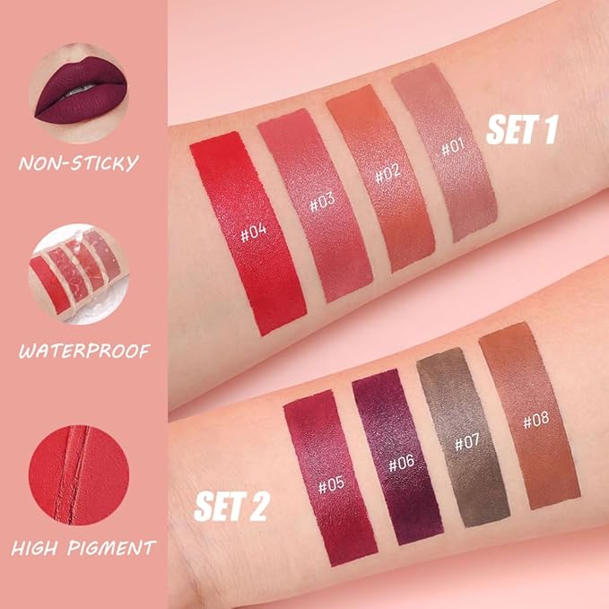 Matte Lip Lipstick Crayon Lip Liner Thick Pencil, High-Pigment Outline lips, Non-sticky Matte Velvet Texture, Waterproof & Smudge-Proof Longwear Pigmented, Fit for all tones 01#