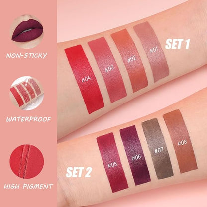 Matte Lip Lipstick Crayon Lip Liner Thick Pencil, High-Pigment Outline lips, Non-sticky Matte Velvet Texture, Waterproof & Smudge-Proof Longwear Pigmented, Fit for all tones 01#