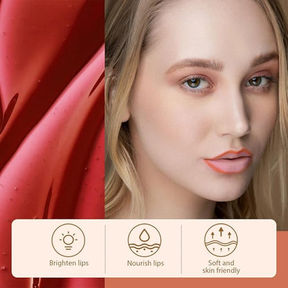 Orange Red Liquid Matte Lip Liner Stain Peel Off with Tweezer, Long Lasting, Waterproof Matte Lipstick Lip Gloss Tattoo for Women, Transfer-prof Lip Tint Makeup for All Skin Types 07#