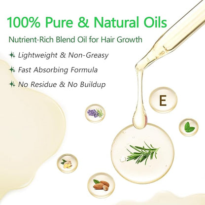Organic Rosemary Oil for Hair Growth, Rosemary Oils with Castor – USDA Certified Cold Pressed Blend Hair Oil for Thicker, Fuller Hair, Soothe Itchy Scalp & Repair Damaged Hair – 4 fl oz