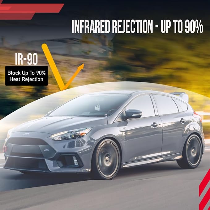 United Ultra Ceramic Window Tint 2PLY Nano Ceramic Film 5% 60Inch (Width) x 100Feet/Roll with High Heat Rejection 80-95% IRR - Car Window Tint Blocks UV/IR Rays Color Stability Adhesive Film